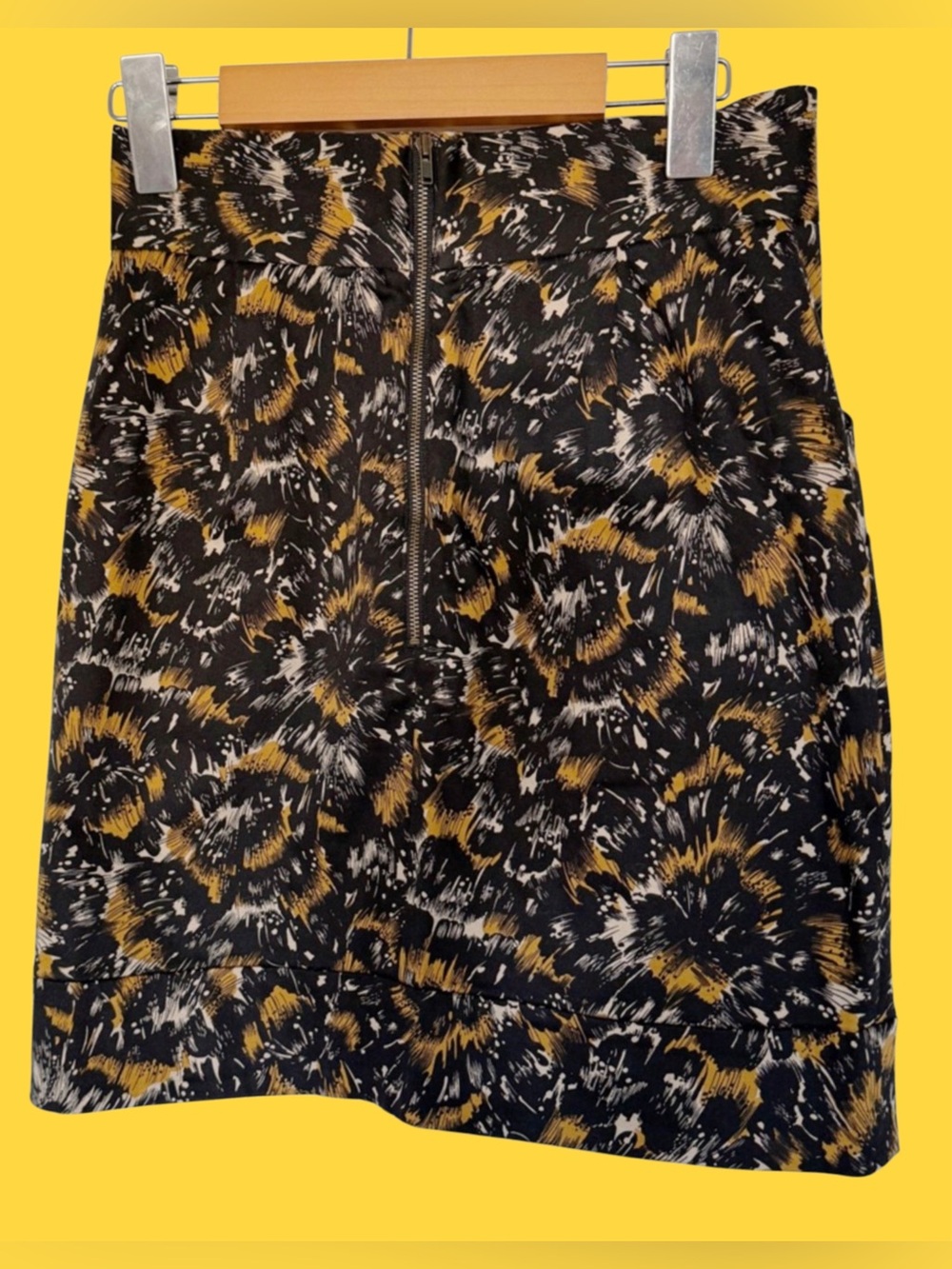 French Connection Black and Mustard Pencil Skirt